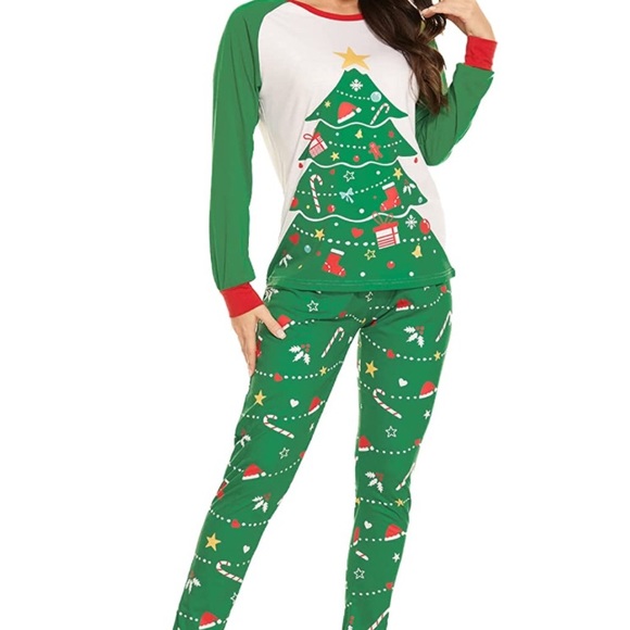 Women’s Green Christmas Tree Pajama - Picture 3 of 6
